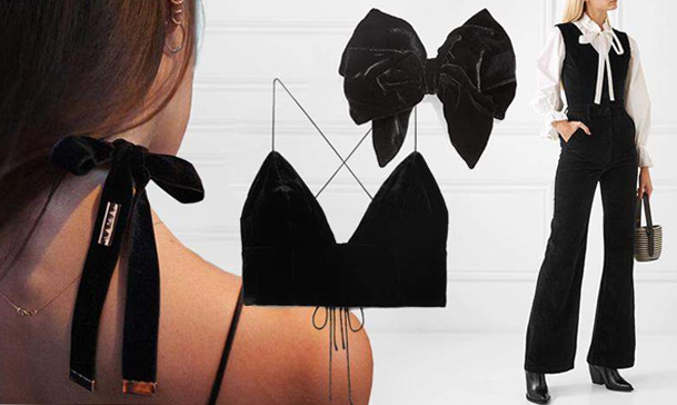 Черните панделки от кадифе в косата или като украшение на шията придават стил и женственост.